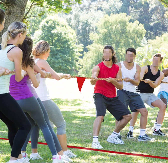 People participating in a tug-of-war